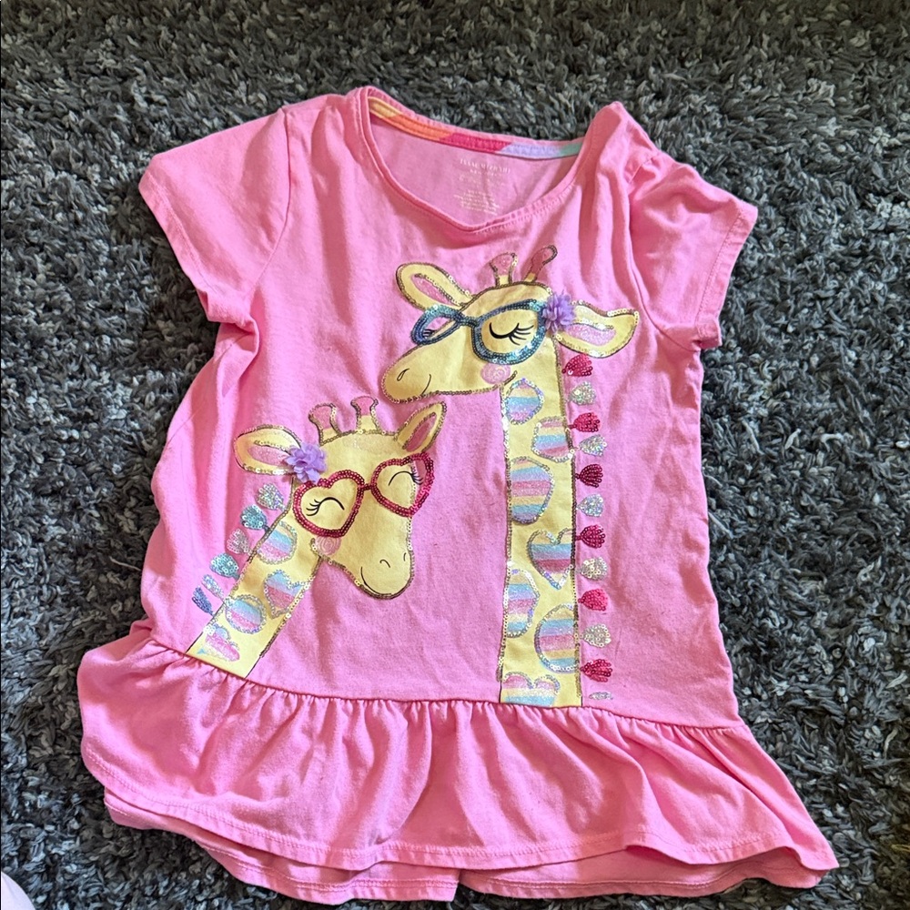 Isaac Mizrahi Pink Giraffe Graphic Tee